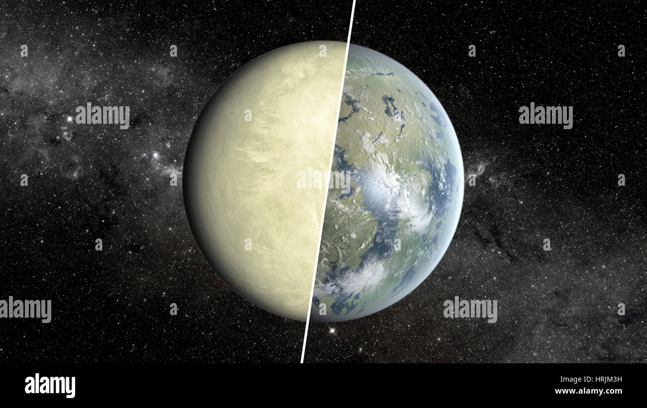 Exoplanet bewohnbare Zone, trocken oder nass-Planet Stockfoto
