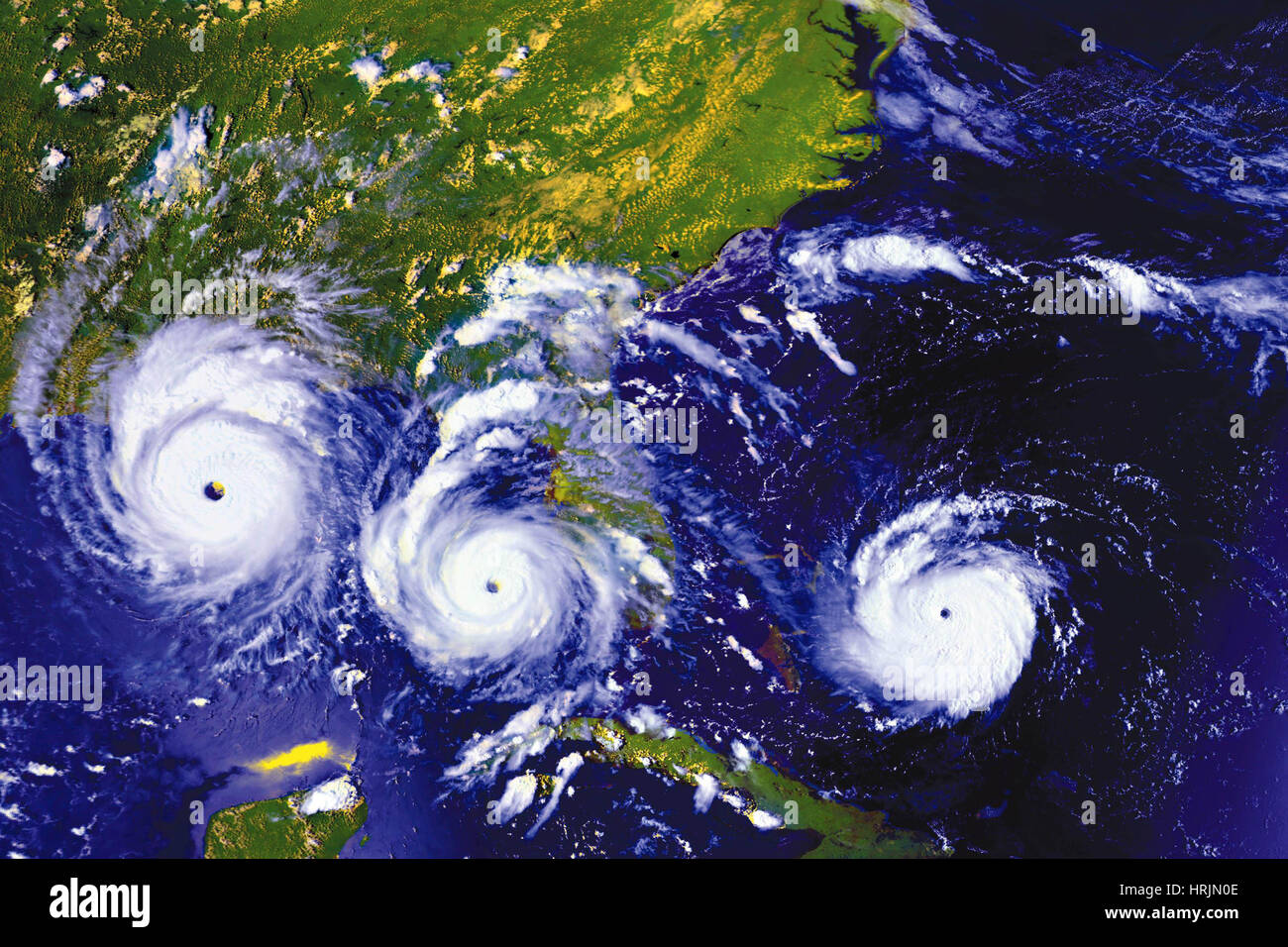Tracking-Hurrikan Andrew, geht Bilder, 1992 Stockfoto