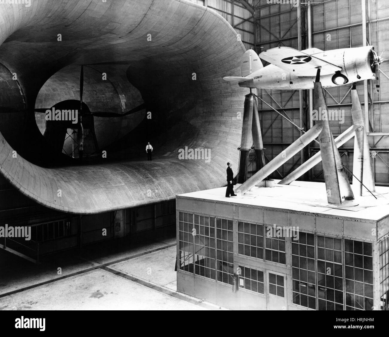 Full-scale-Tunnel, Brewster XF2A-1 Büffel, 1938 Stockfoto