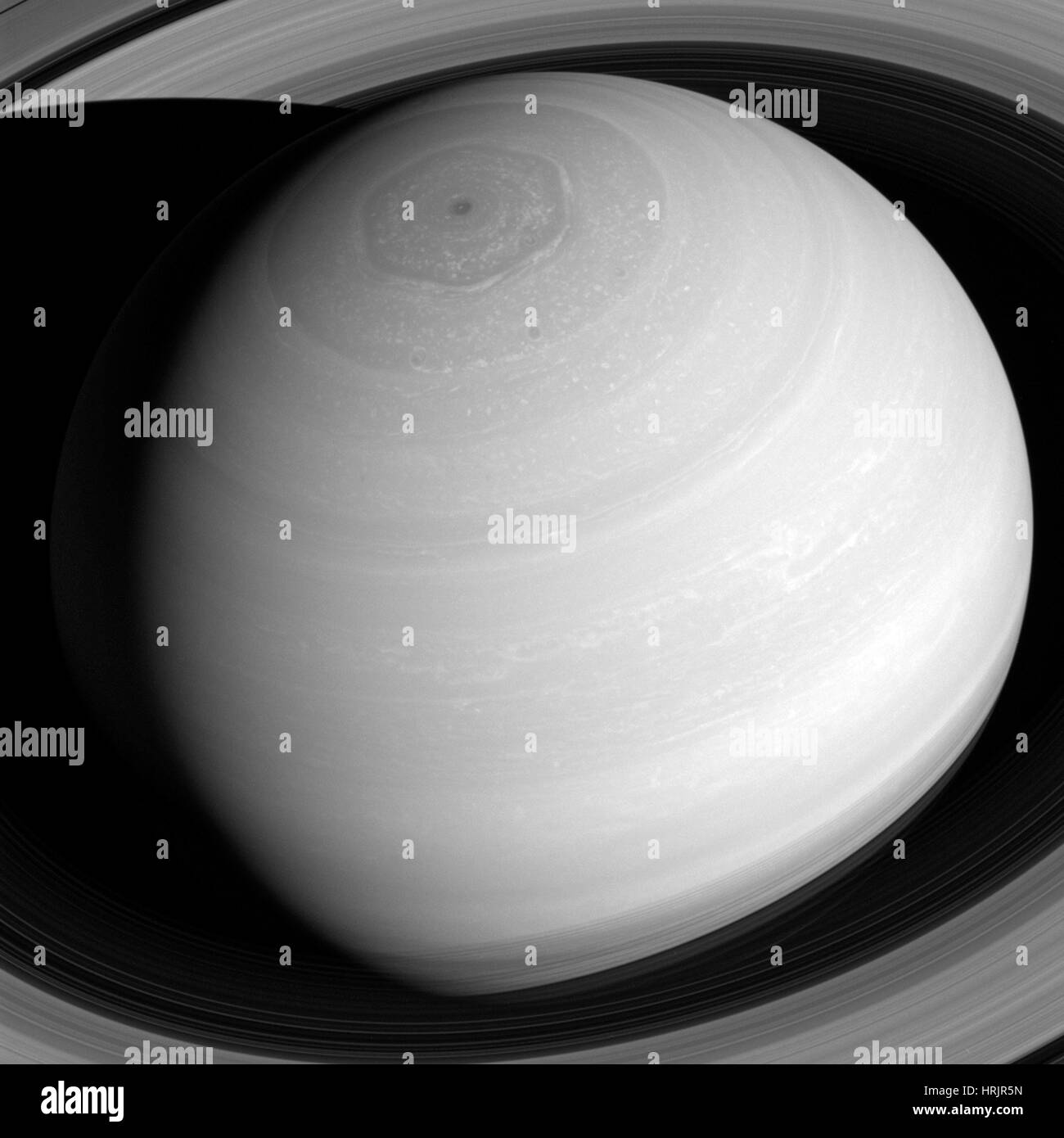 Saturn von oben Stockfoto
