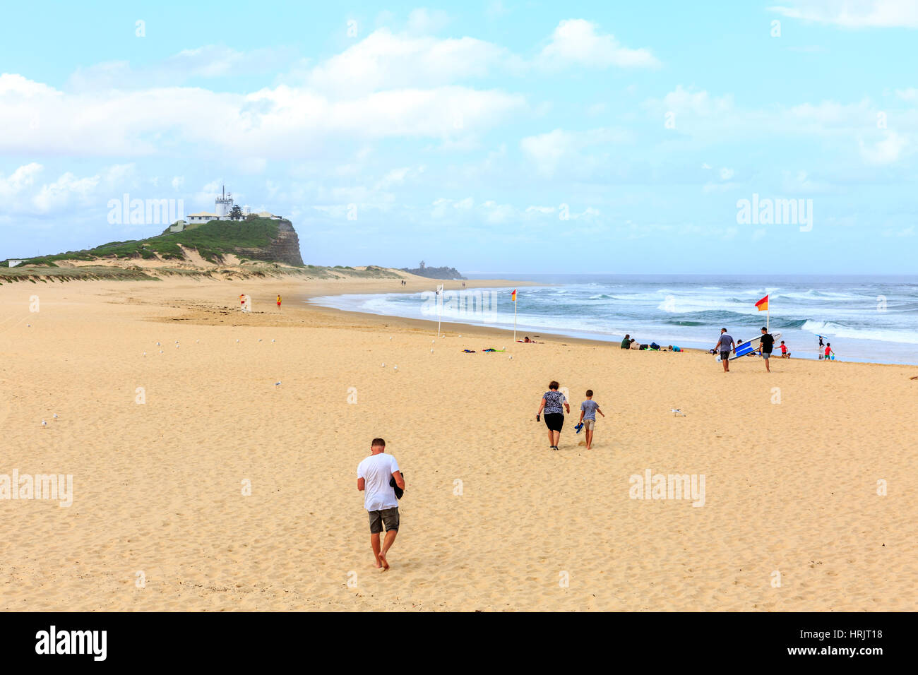 Nobbys Strand und Leuchtturm in Newcastle, die zweitgrößte Stadt in new South Wales, Australien Stockfoto