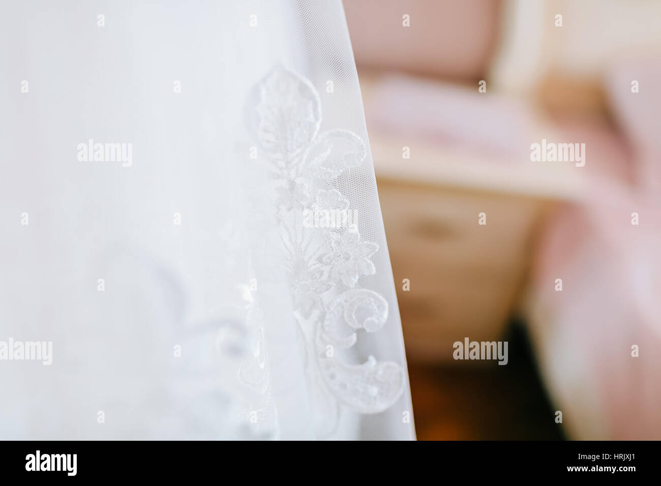 White Wedding Dress Nahaufnahme Stockfoto