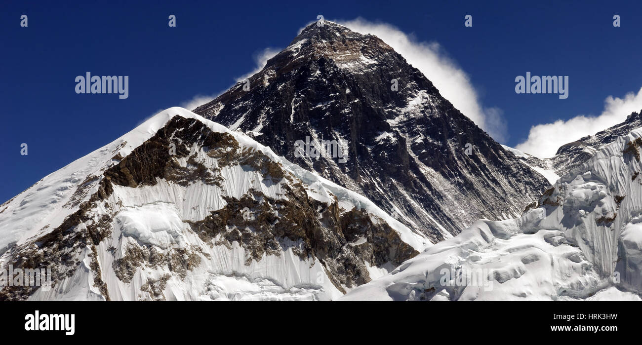 Mount Everest von Kala Pattar gesehen Stockfoto