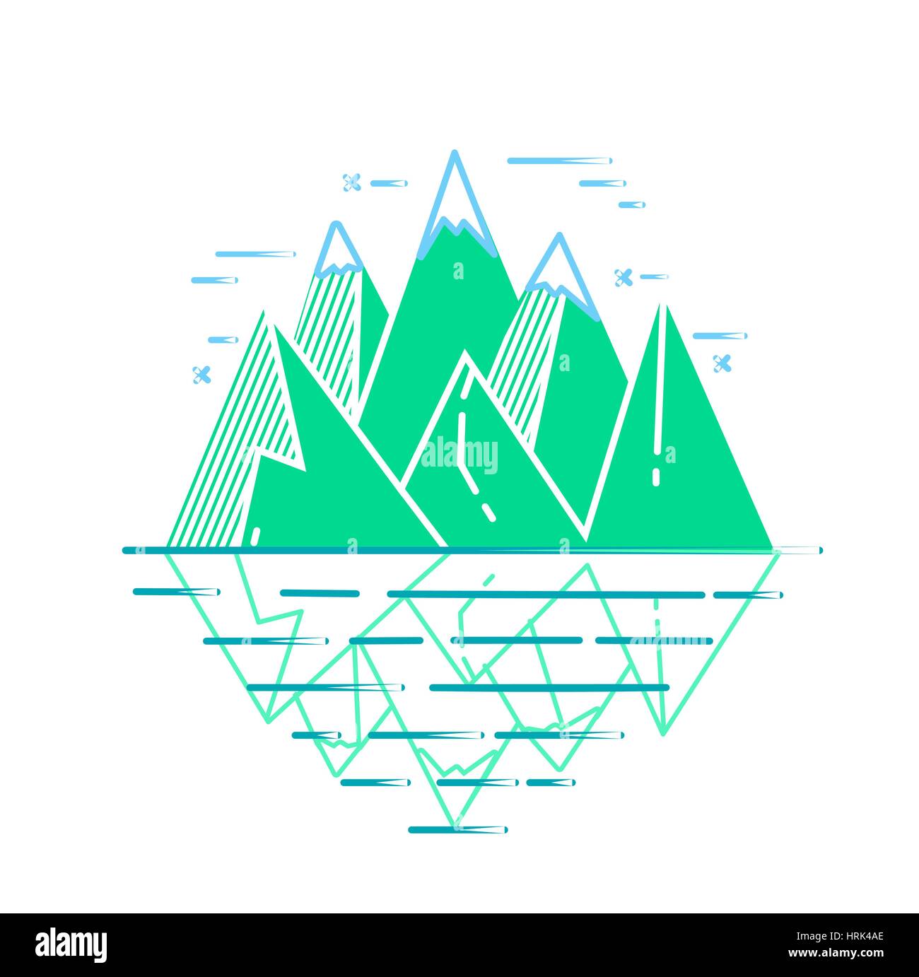Symbol der Berge in einer linearen Stil Stock Vektor