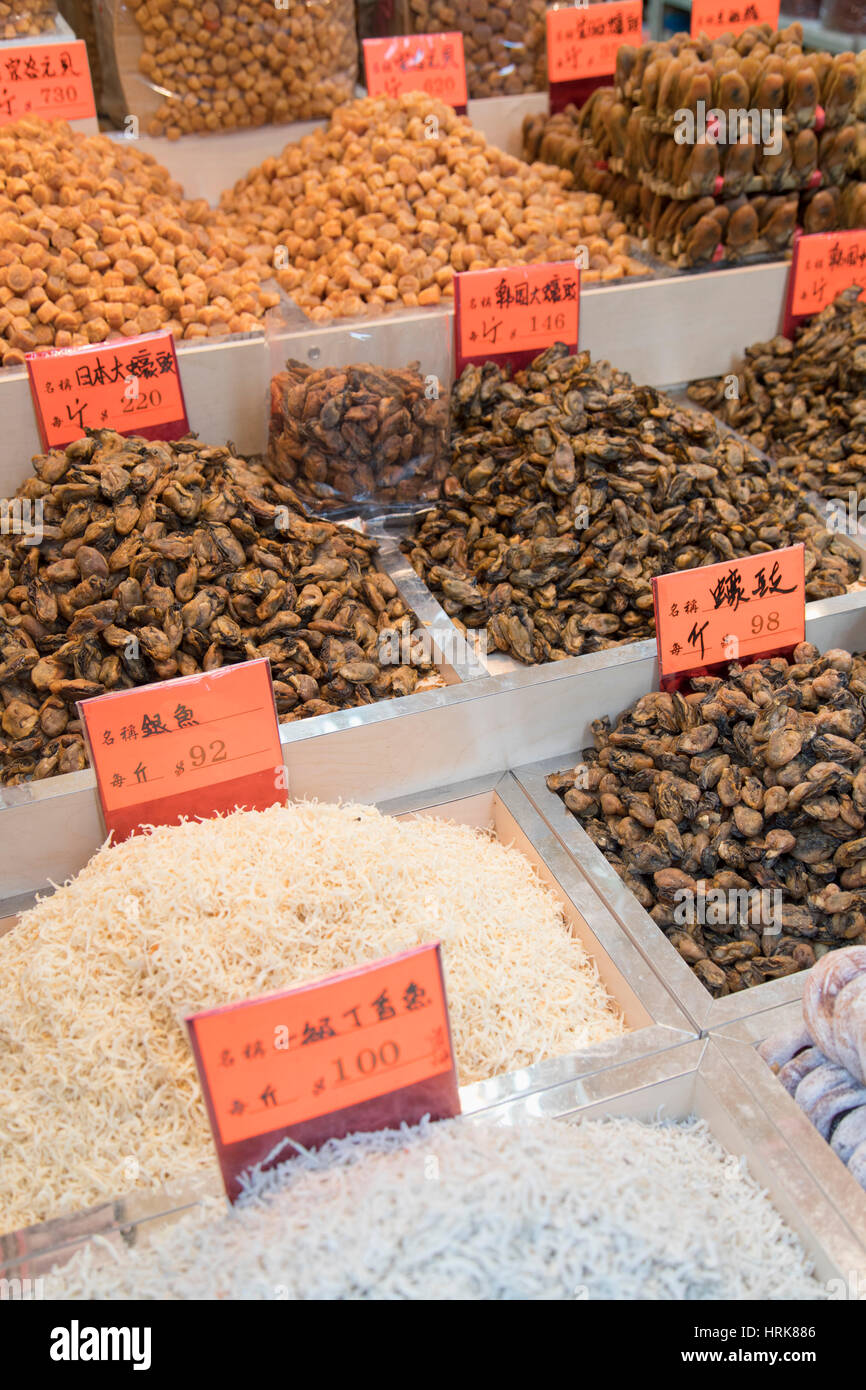 Getrocknete Meeresfrüchte, Sai Ying Pun, Hong Kong Island, Hongkong, China Stockfoto