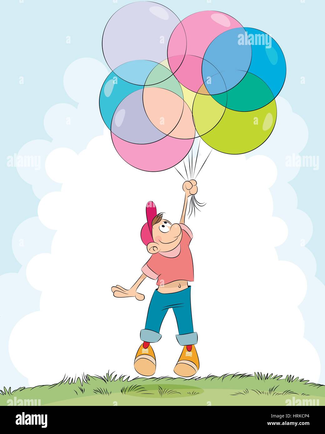 Vektor-Illustration eines jungen mit Luftballons Stock Vektor