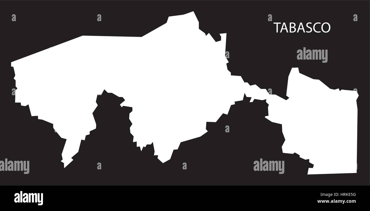 Tabasco Mexiko Karte schwarz invertiert silhouette Stock Vektor