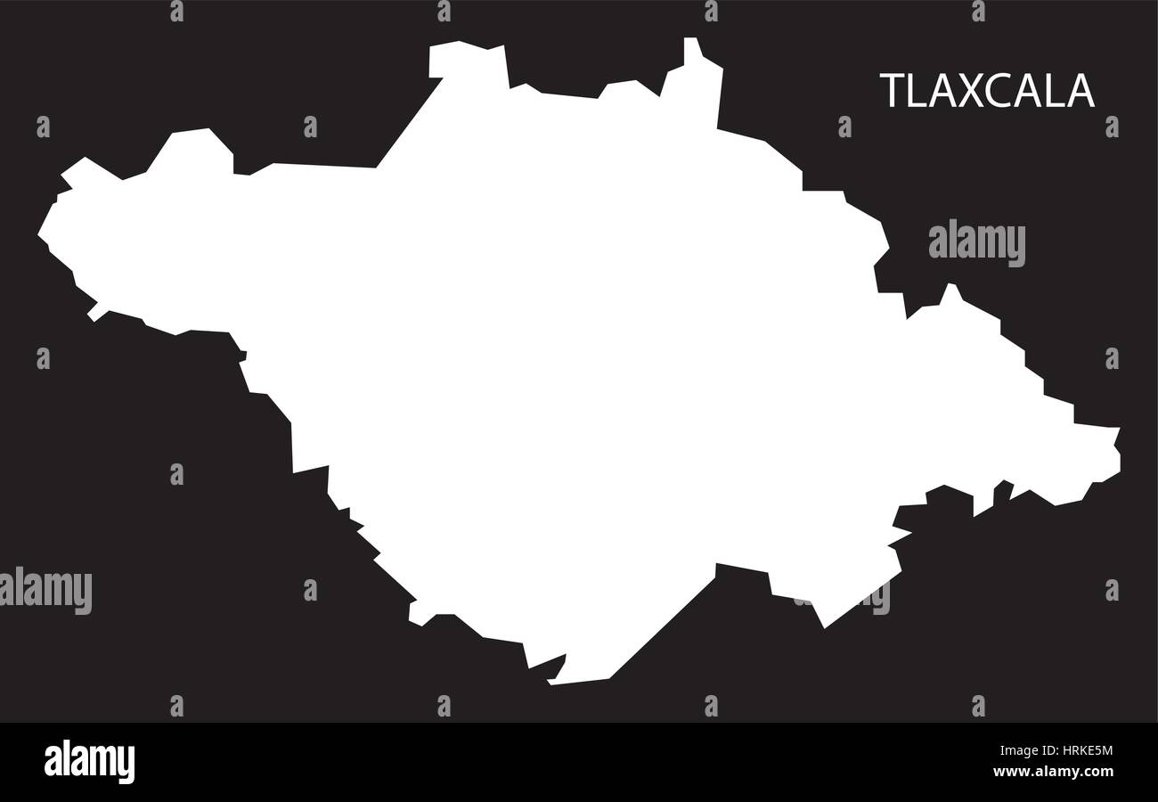 Tlaxcala Mexiko Karte schwarz invertiert silhouette Stock Vektor