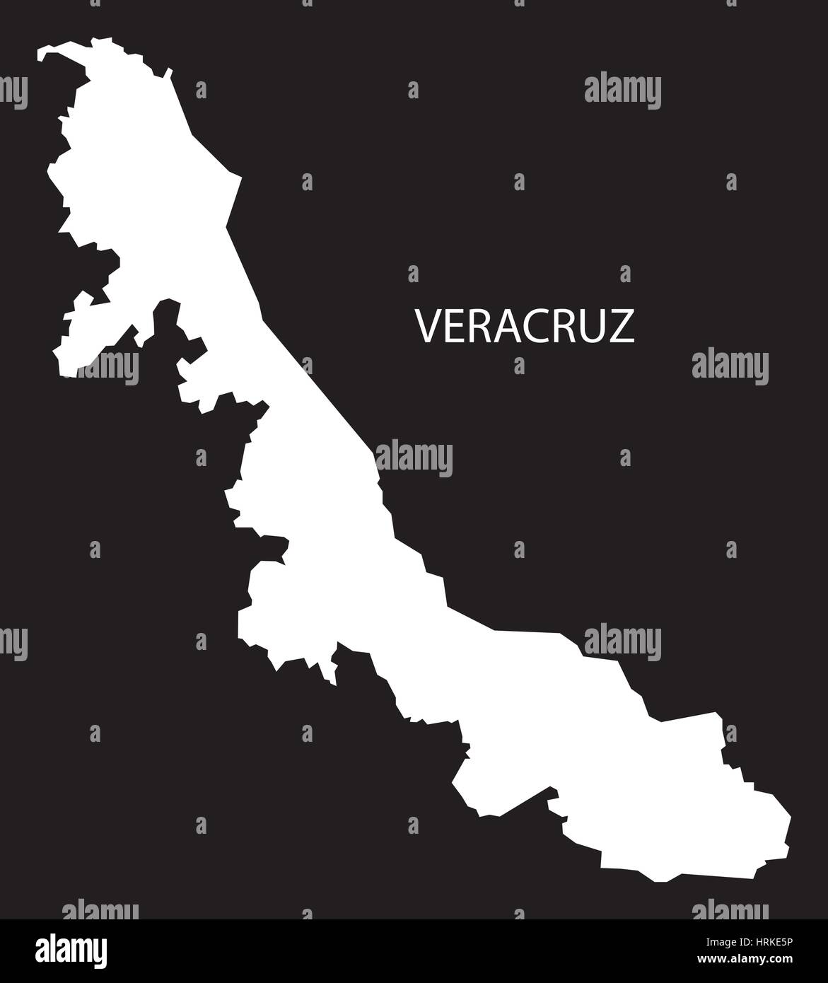 Veracruz Mexiko Karte schwarz invertiert silhouette Stock Vektor