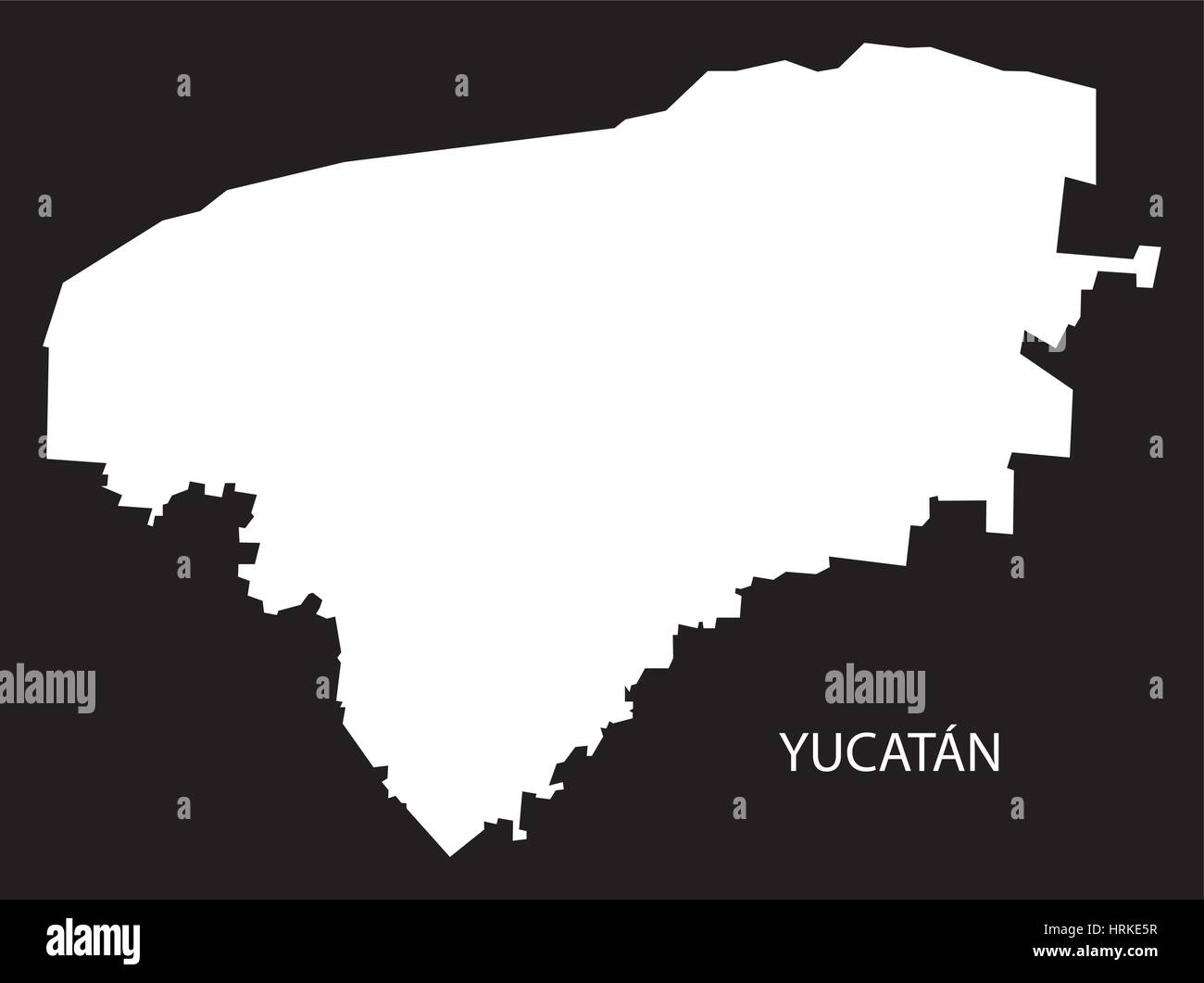Yucatan Mexiko Karte schwarz invertiert silhouette Stock Vektor