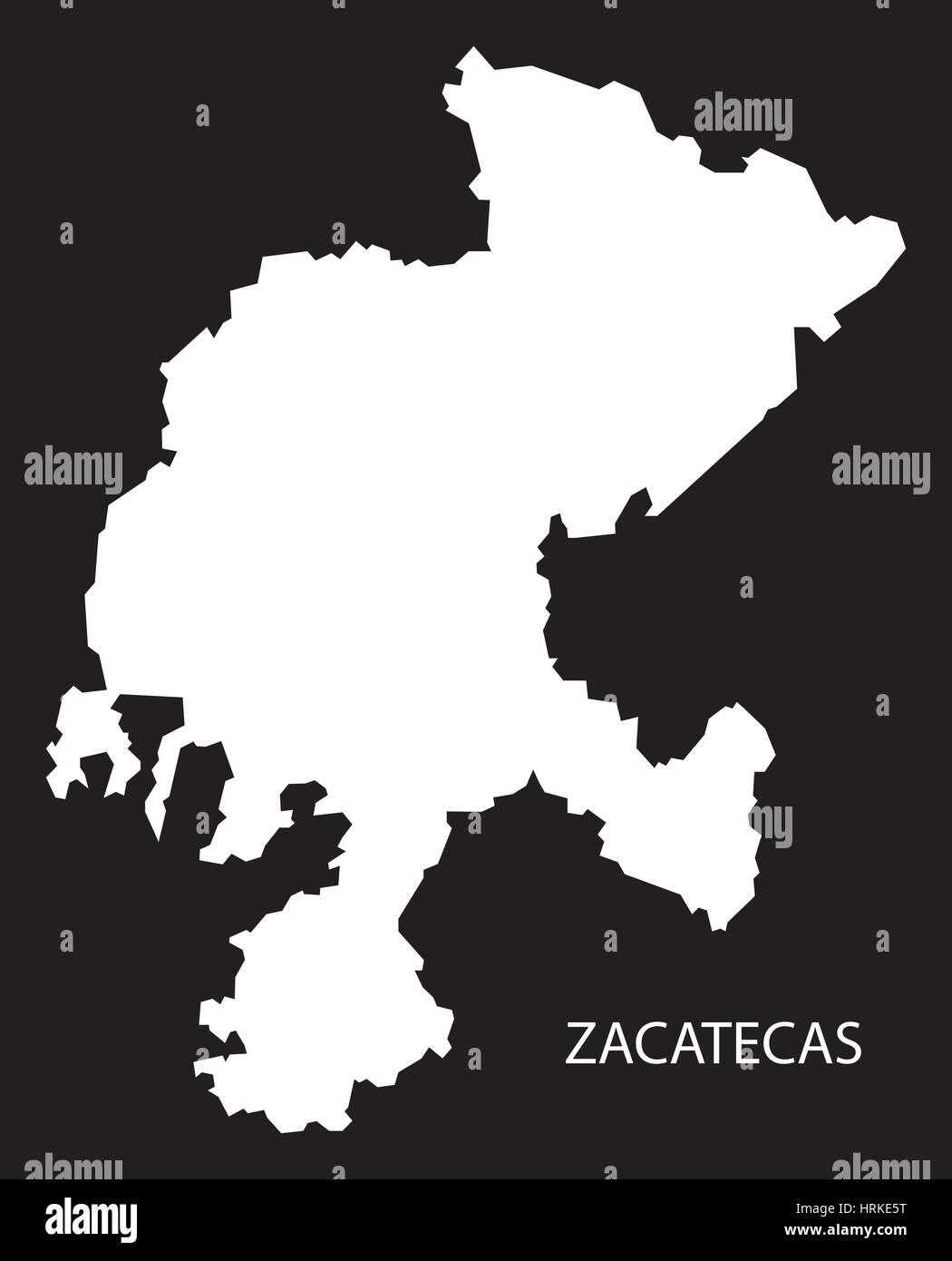 Zacatecas Mexiko Karte schwarz invertiert silhouette Stock Vektor