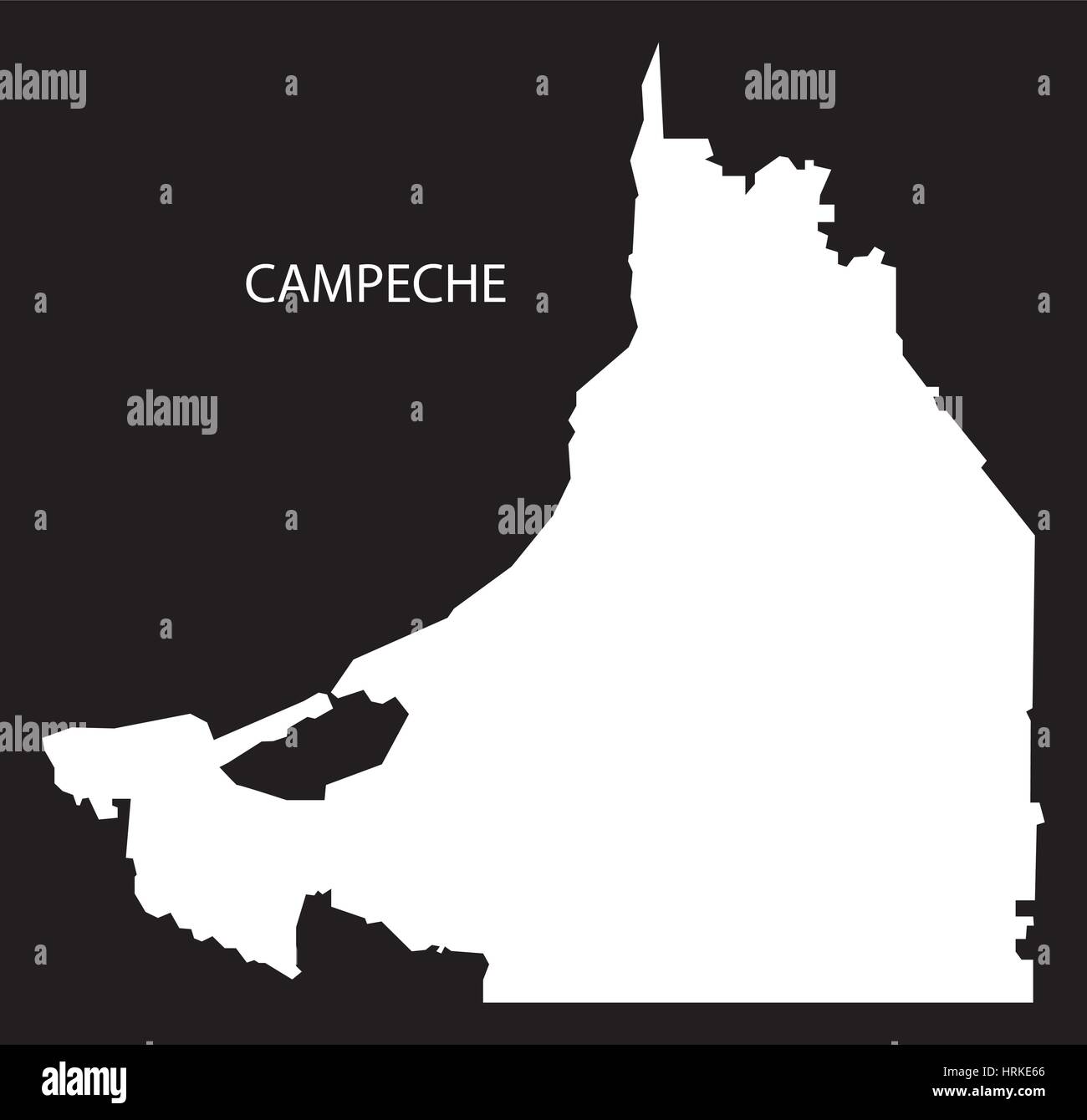 Karte Mexiko Campeche schwarz invertiert silhouette Stock Vektor