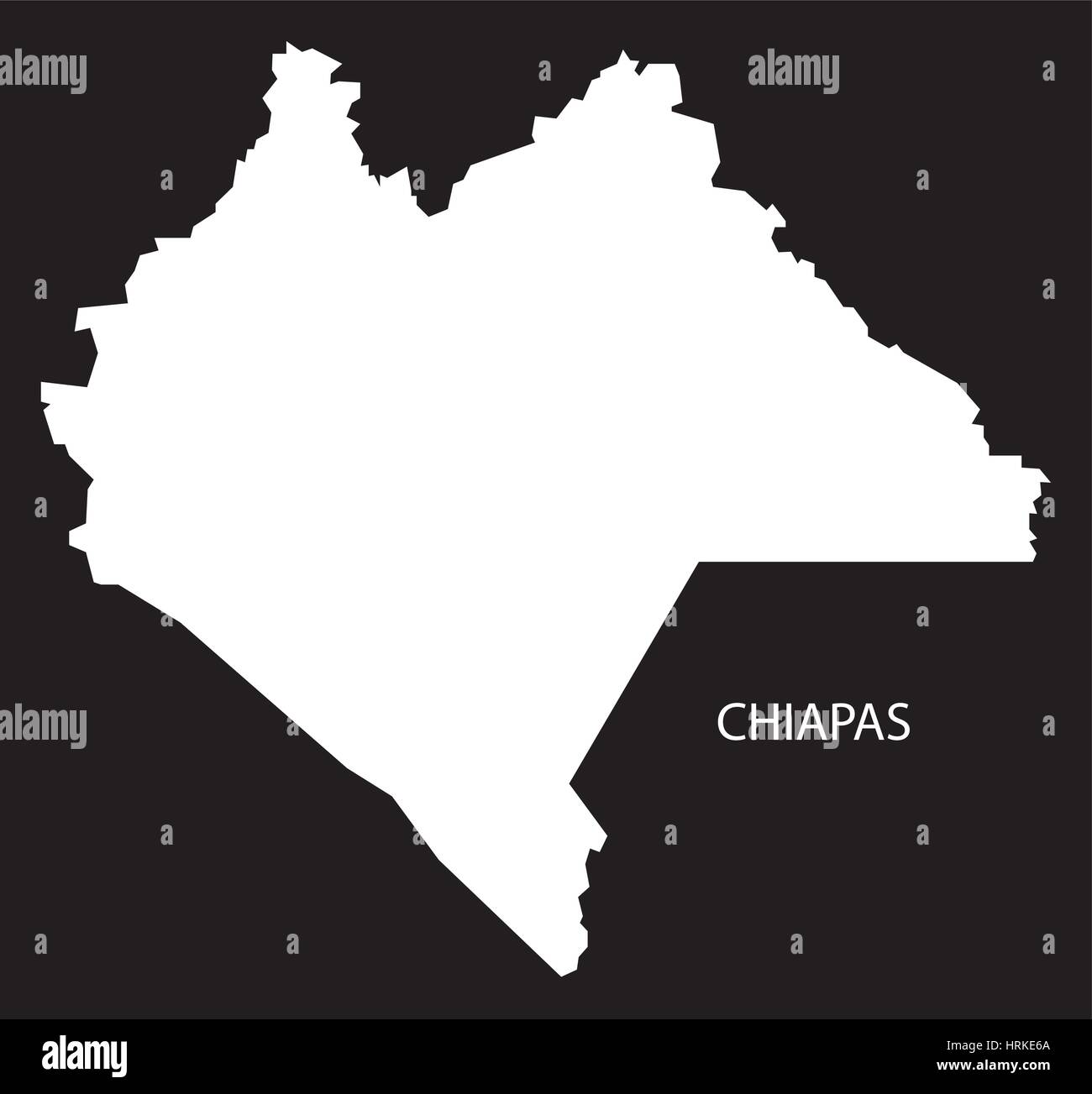 Chiapas Mexiko Karte schwarz invertiert silhouette Stock Vektor