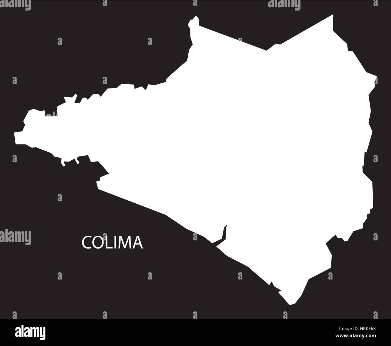 Colima Mexiko Karte schwarz invertiert silhouette Stock Vektor