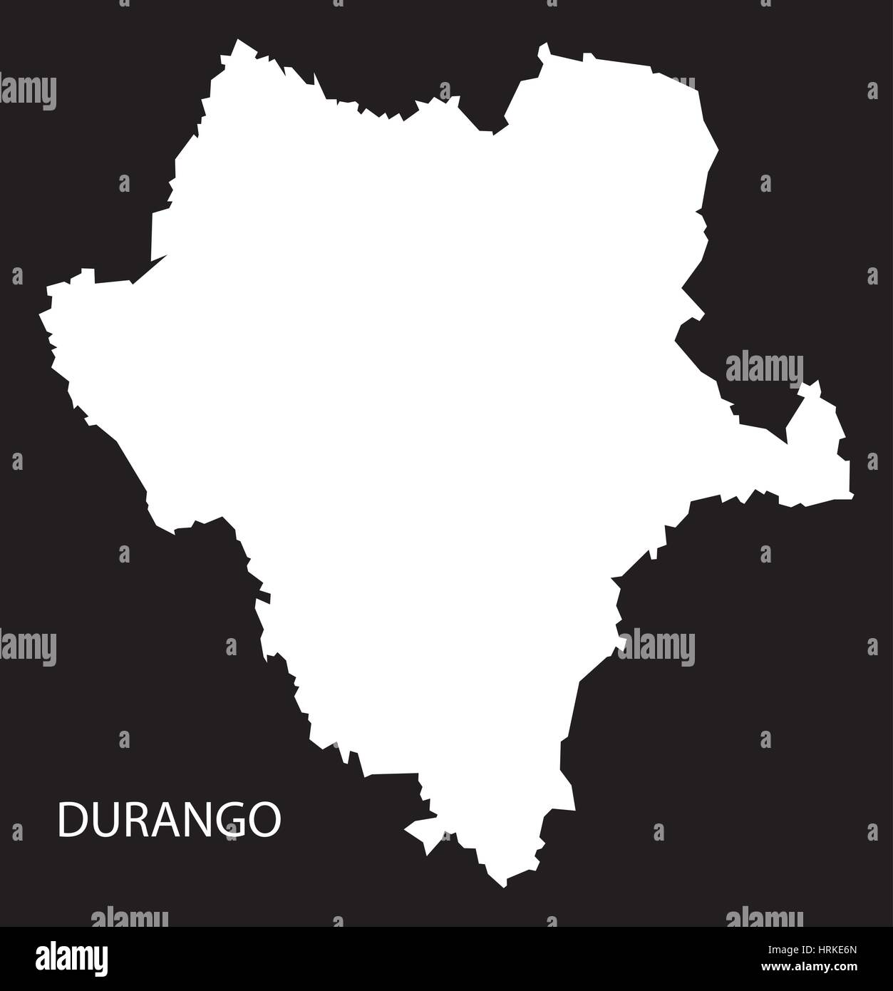 Karte Mexiko Durango schwarz invertiert silhouette Stock Vektor