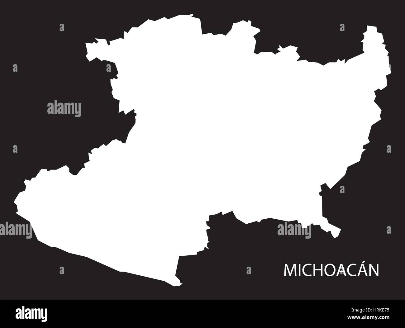 Michoacan Mexiko Karte schwarz invertiert silhouette Stock Vektor