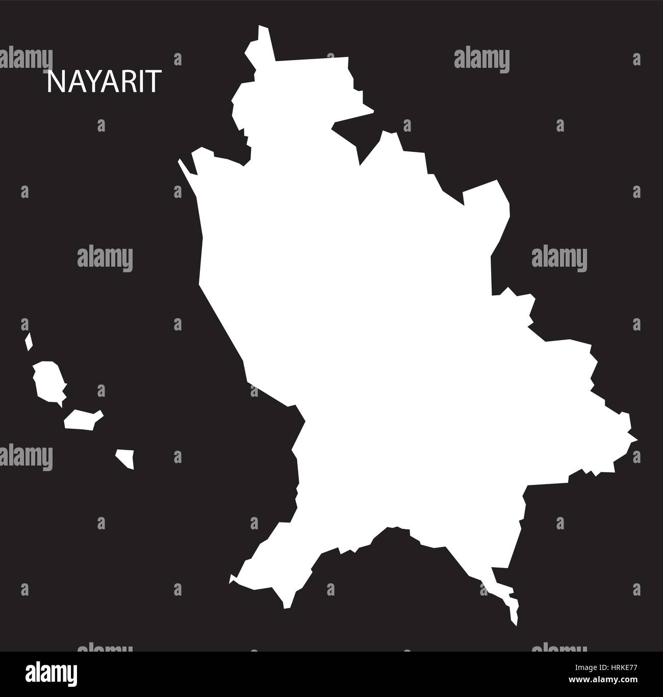 Nayarit Mexiko Karte schwarz invertiert silhouette Stock Vektor