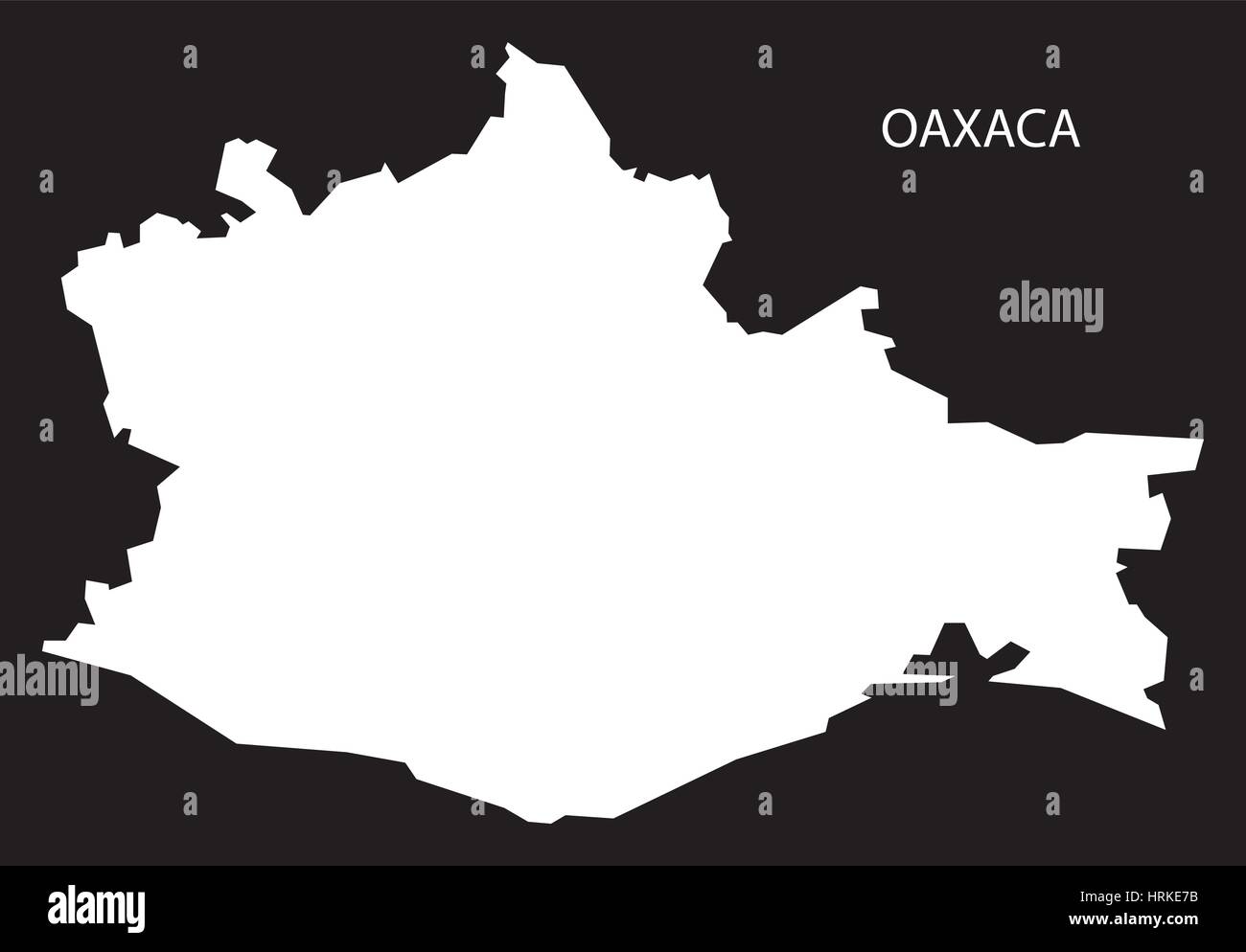 Oaxaca Mexico Map schwarz invertiert silhouette Stock Vektor