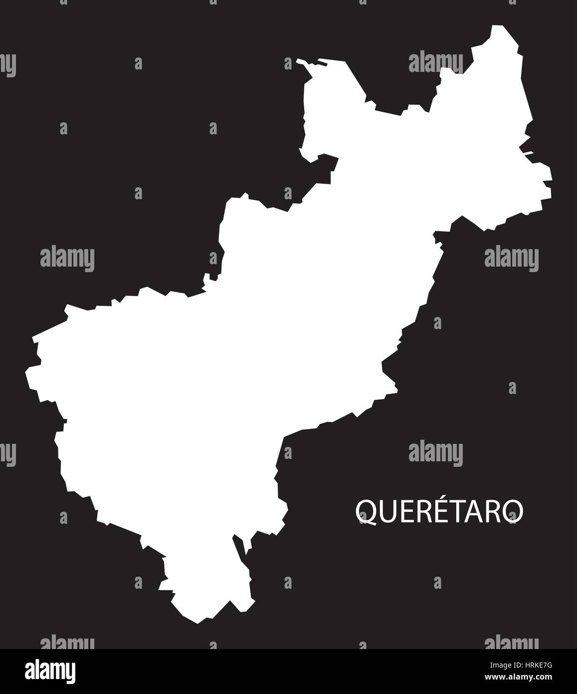 Queretaro Mexico Map schwarz invertiert silhouette Stock Vektor