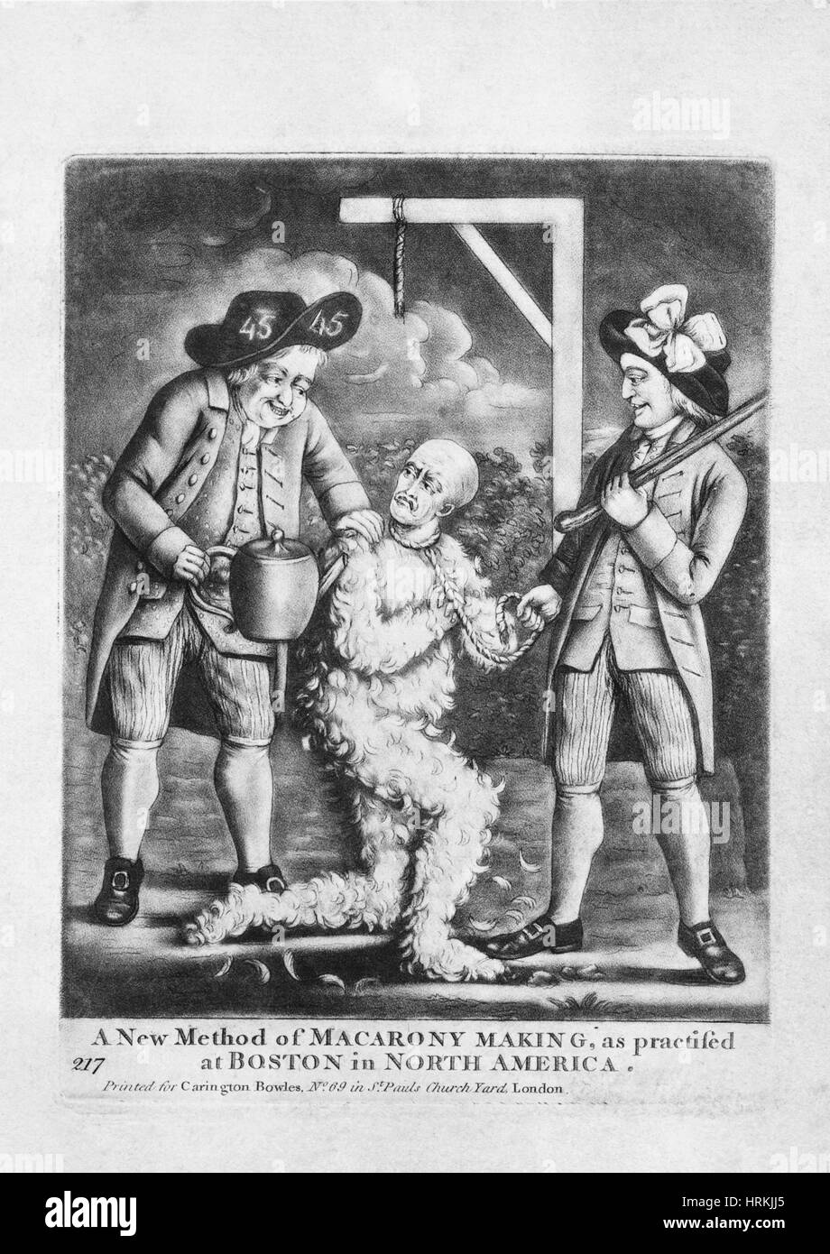 Teeren und Federn, 1774 Stockfoto