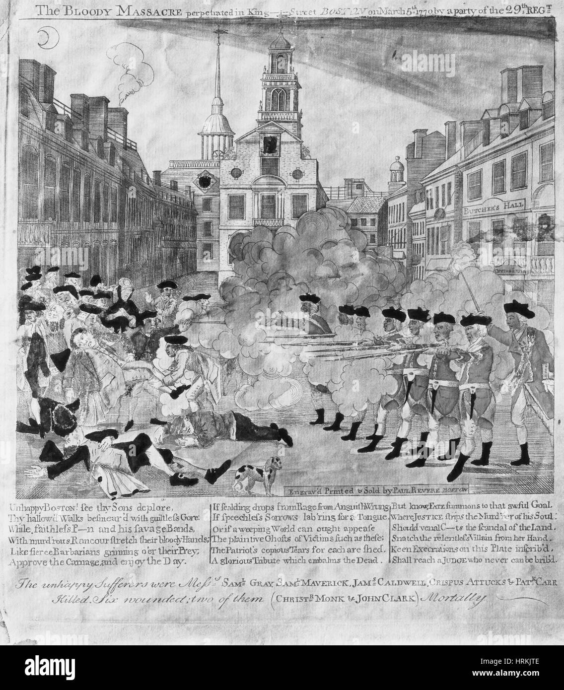 Massaker von Boston, 1770 Stockfoto