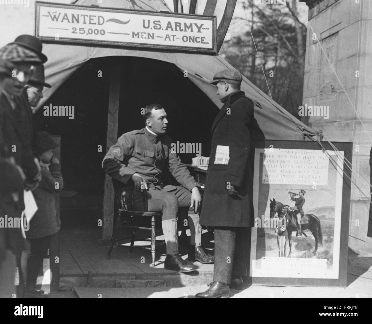 WWI, Armeezelt Rekrutierung Stockfoto