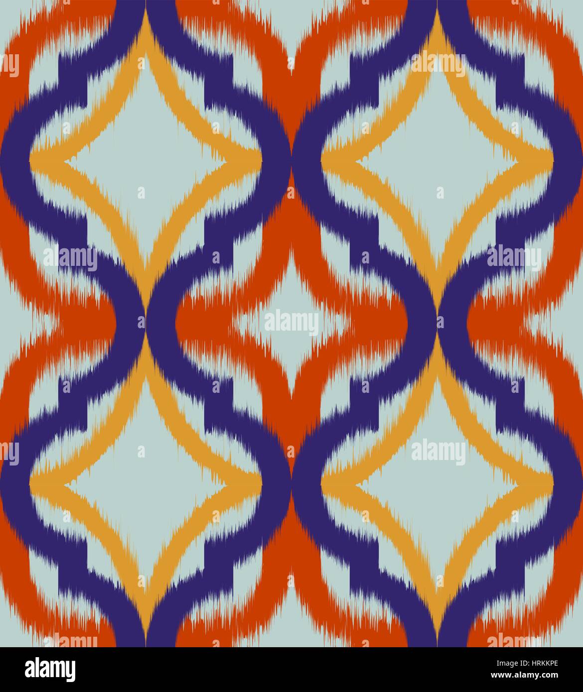 Nahtloses Rinnenplatte Ikat, Vektor ethnischen Hintergrund. Traditionelle östliche Muster in lila und orange Tönen. Stock Vektor