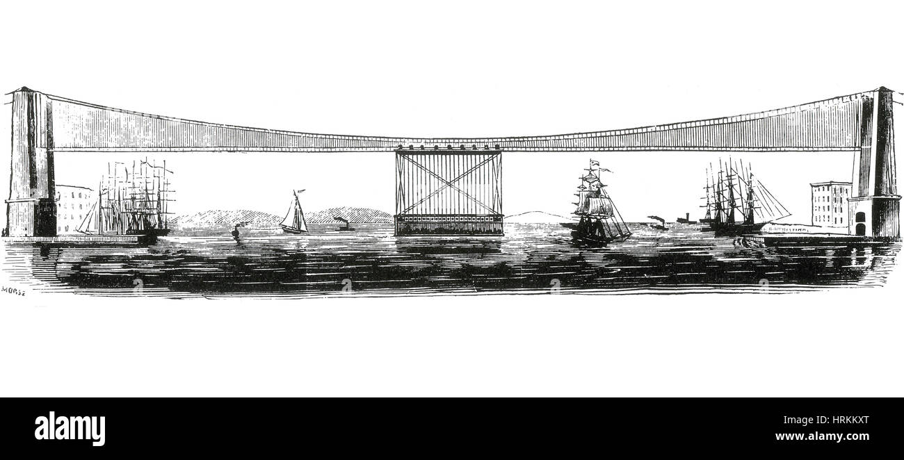 Morse Hängebrücke Plan, 1869 Stockfoto