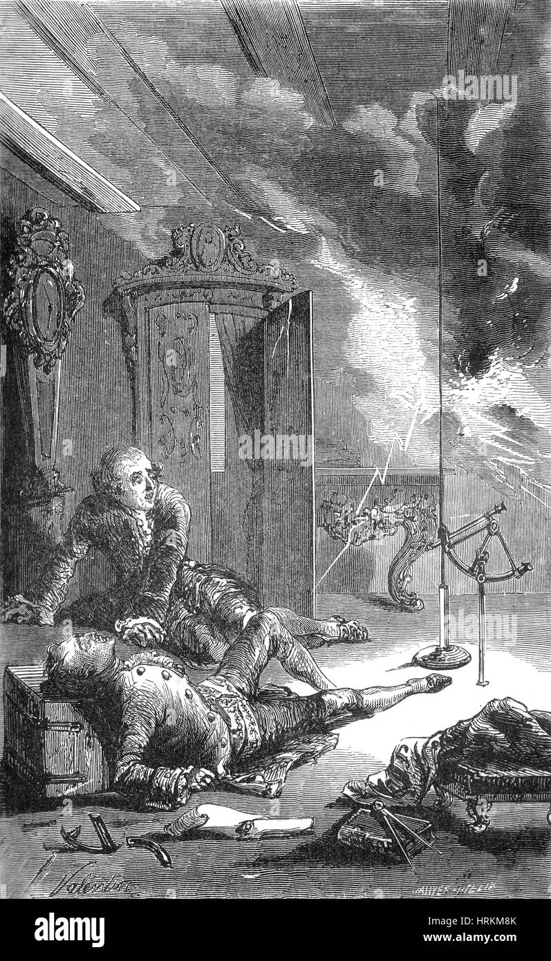 Georg Richmanns Tod während des Experiments, 1753 Stockfoto