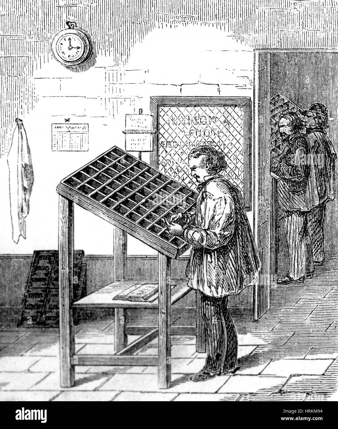 Manuelle Schriftsetzer, 19. Jahrhundert Stockfoto