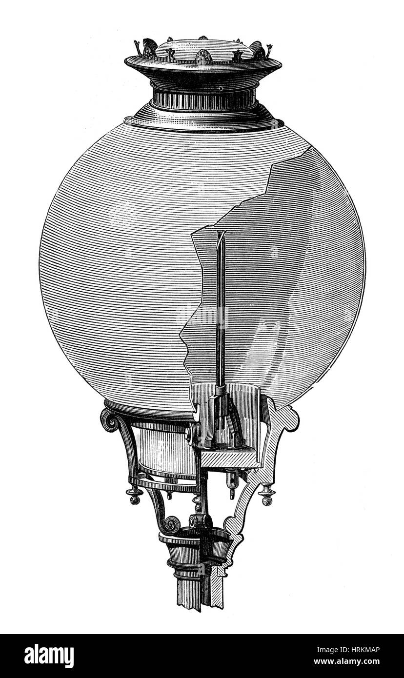 Yablochkov Kerze, Bogenlampe, 1880er Jahre Stockfoto