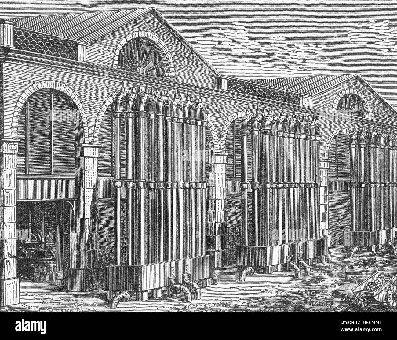 Rohre zur Kühlung Gas Beleuchtung Board, 19. Jahrhundert Stockfoto