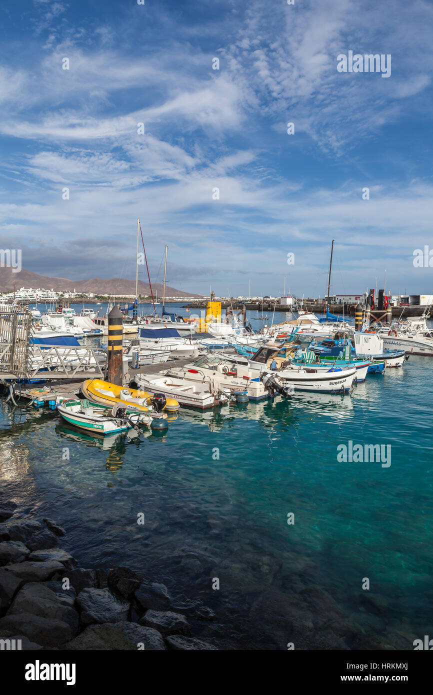 Bild von Booten in Costa Blanca, Lanzarote, Kanarische Inseln, Spanien Stockfoto