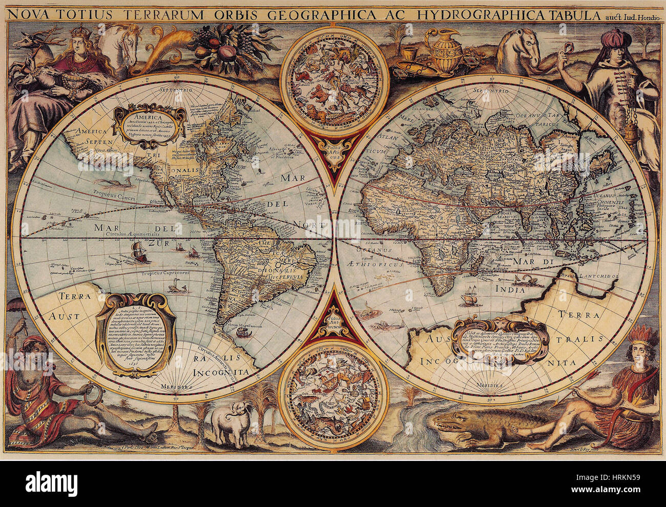Weltkarte 1636 Stockfoto