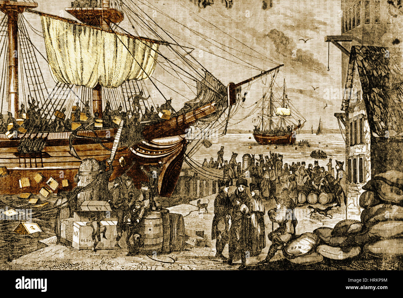 Boston Tea Party, 1773 Stockfoto