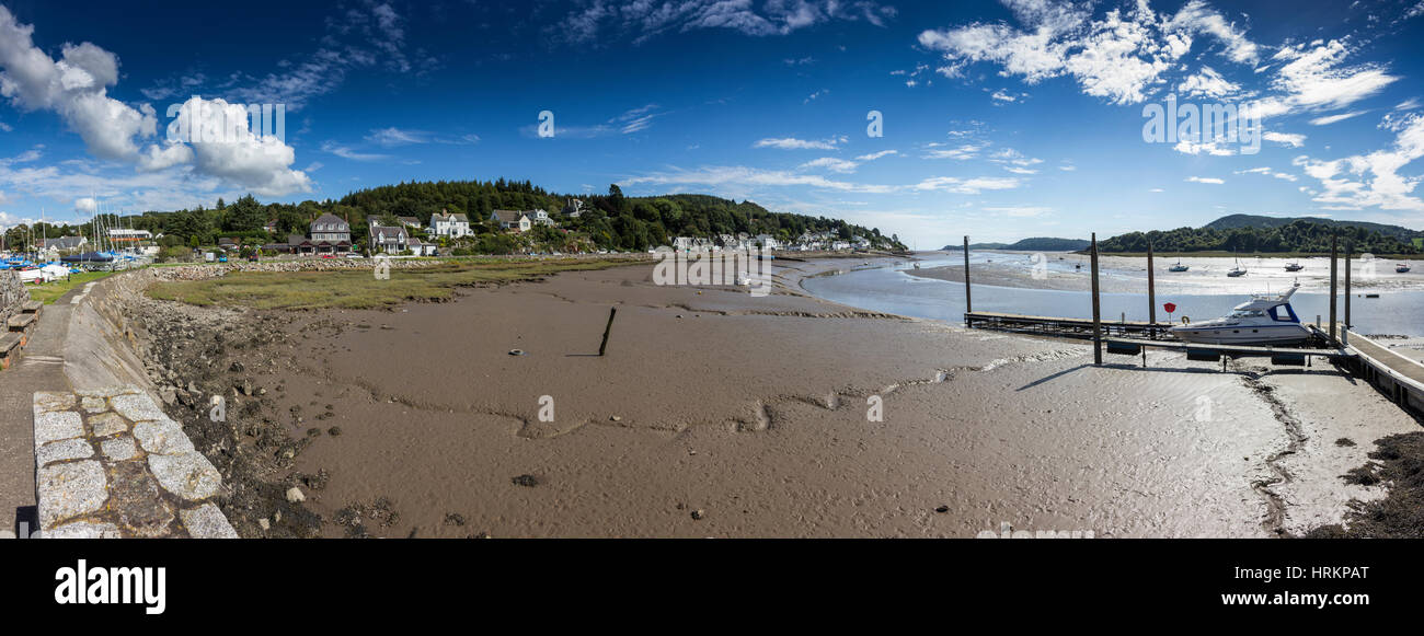 Panorama Blick hinunter Urr Mündung bei Kippford, Dumfries and Galloway, Schottland, Großbritannien. Stockfoto