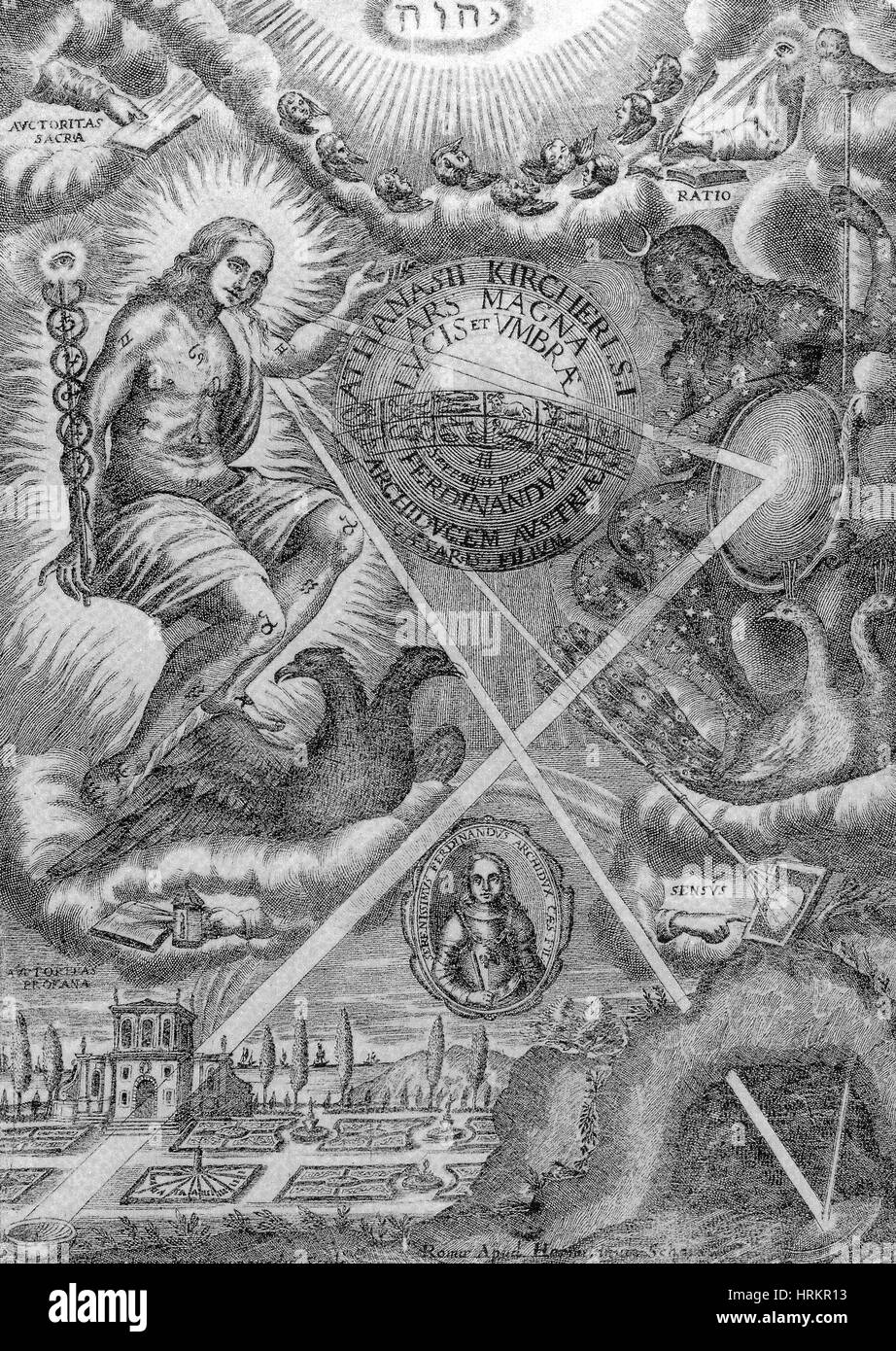 Ars Magna Lucis, dreifache Universum, 1646 Stockfoto