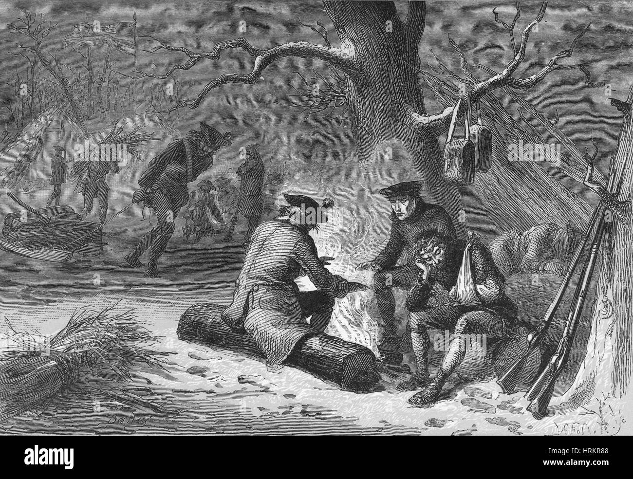 Truppen in Valley Forge, 1777-78 Stockfoto
