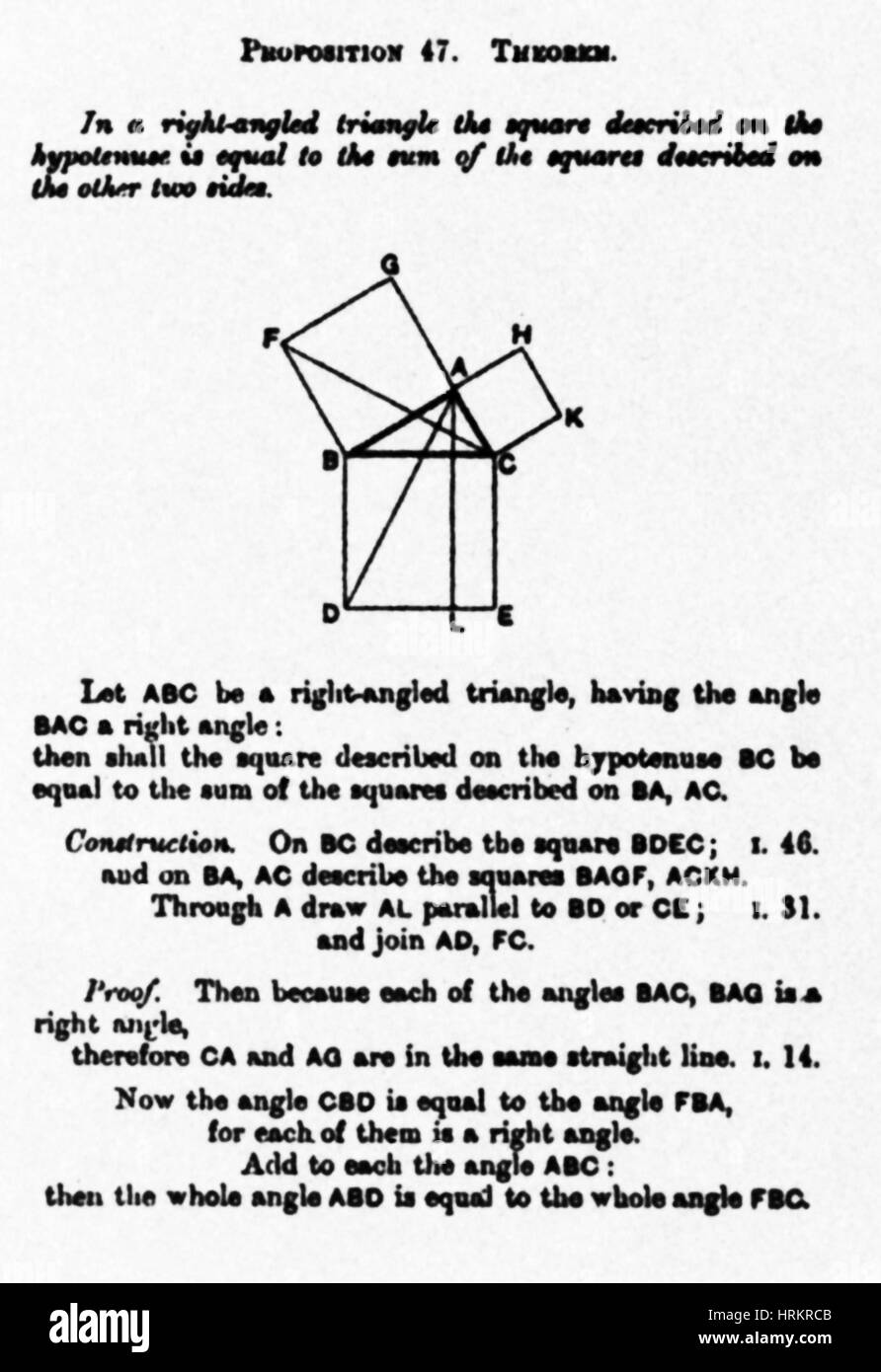 Satz des Pythagoras (in Englisch) Stockfoto