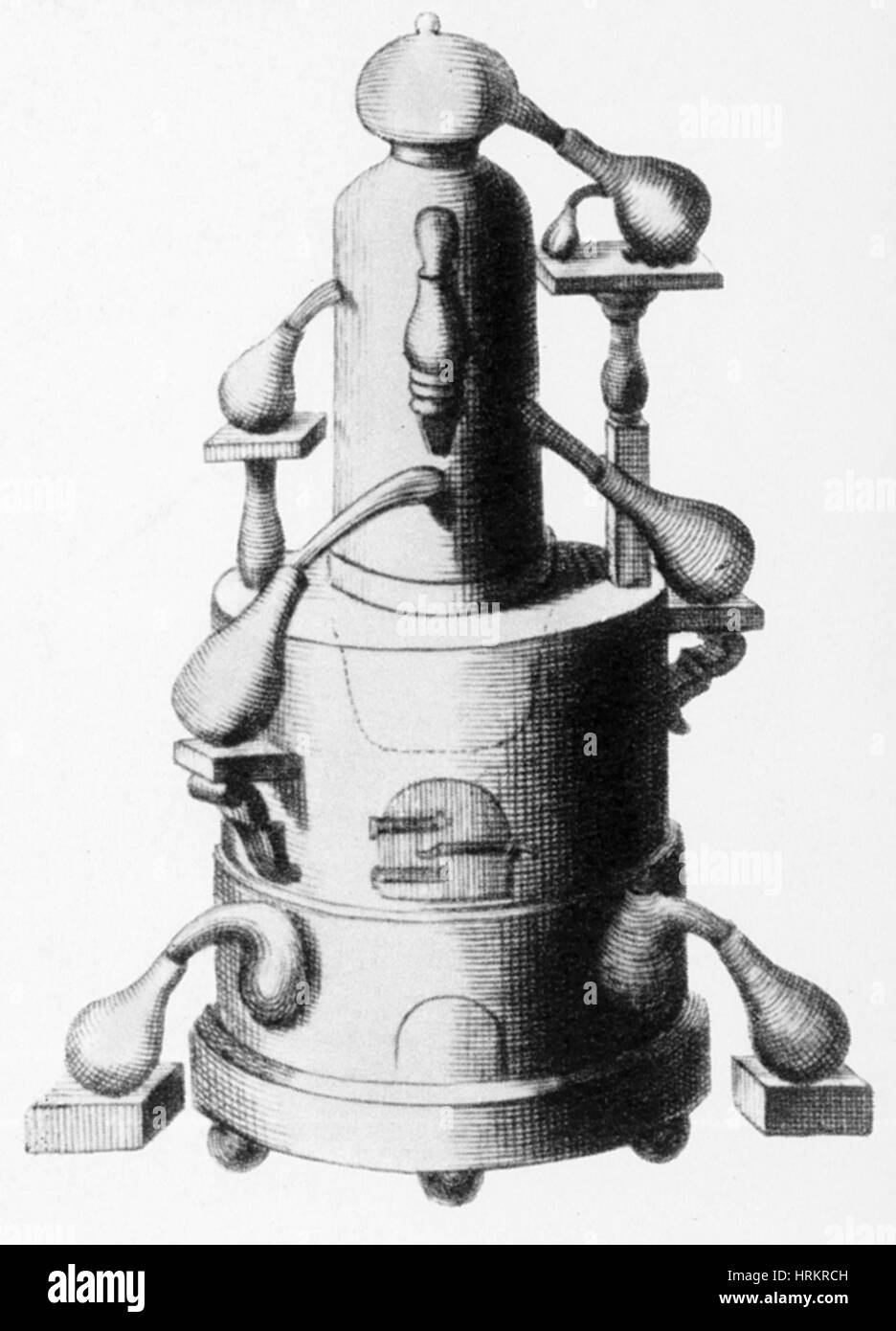 Destillation, Alembic, 18. Jahrhundert Stockfoto
