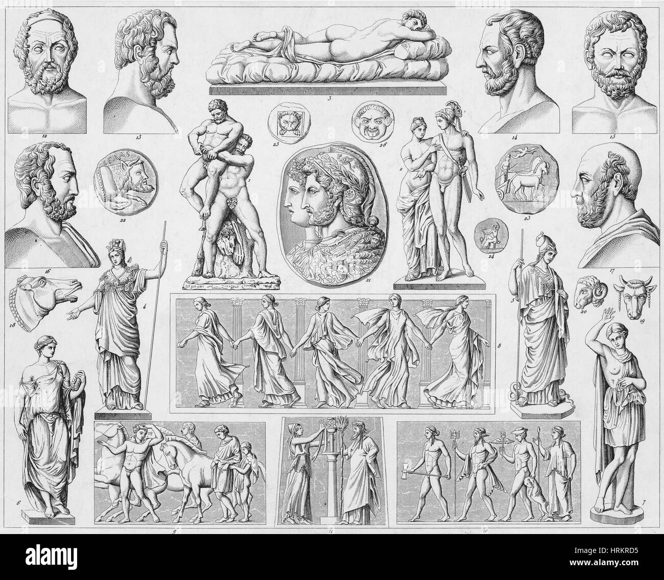 Figuren aus der griechischen und römischen Mythologie Stockfoto