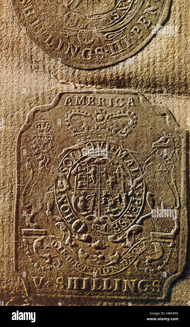 Stamp Act, 1765 Stockfoto