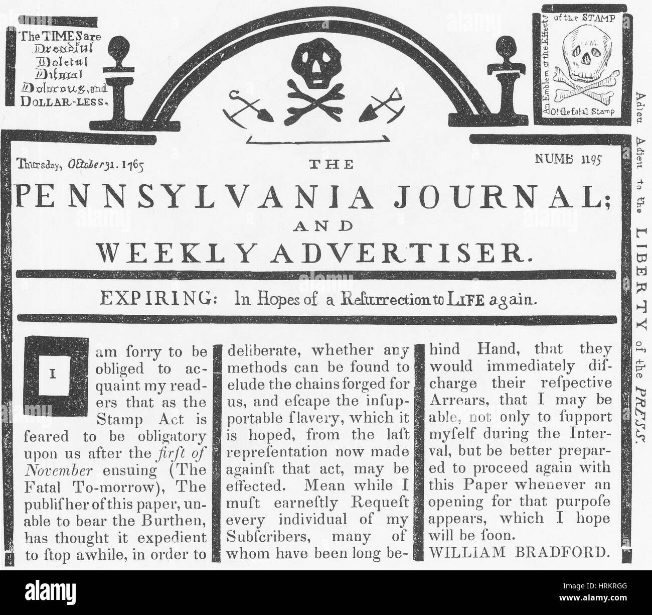 Stamp Act Opposition, 1765 Stockfoto