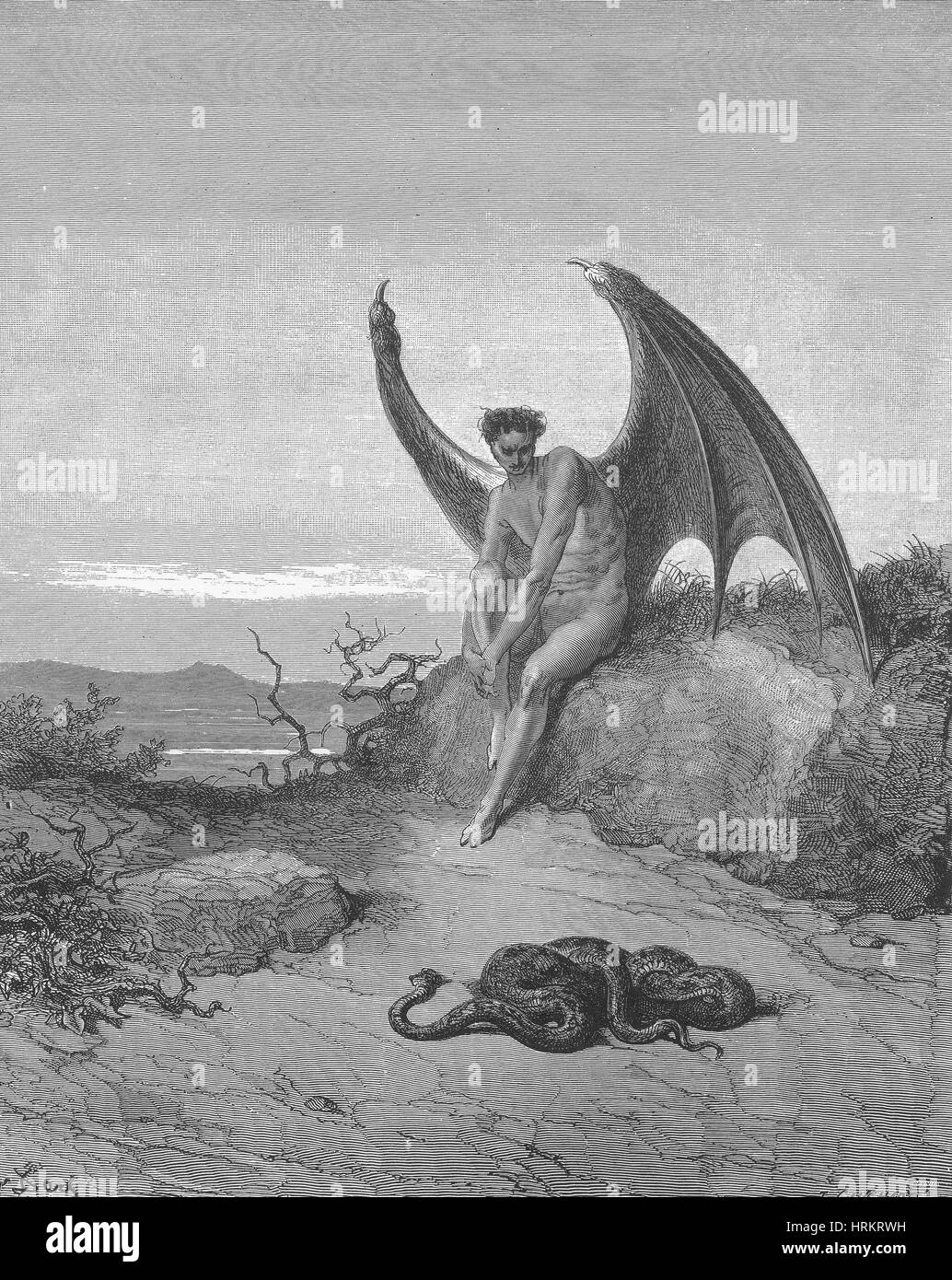 Satan, die Schlange von Dore finden Stockfoto