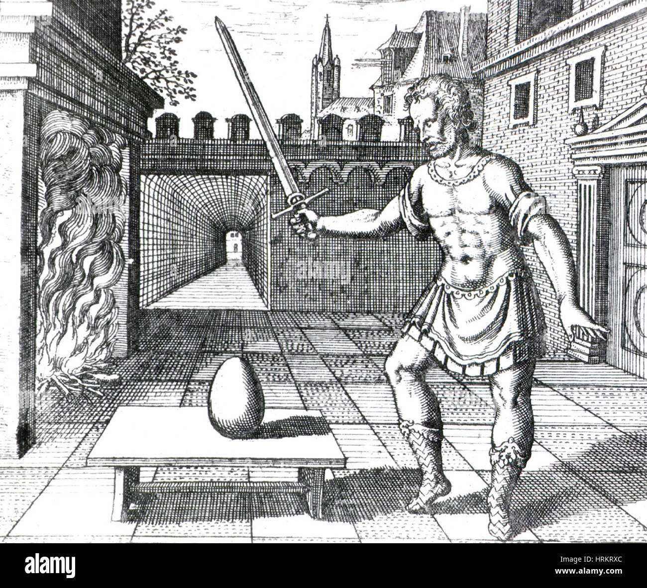 Nehmen Sie ein Ei und schlagen Sie es mit einem feurigen Schwert, 1617 Stockfoto