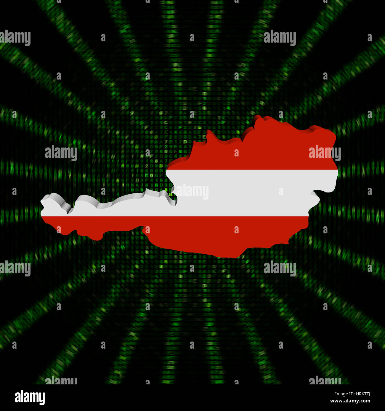 Österreich Karte Flagge auf grüne hex-Code platzen illustration Stockfoto