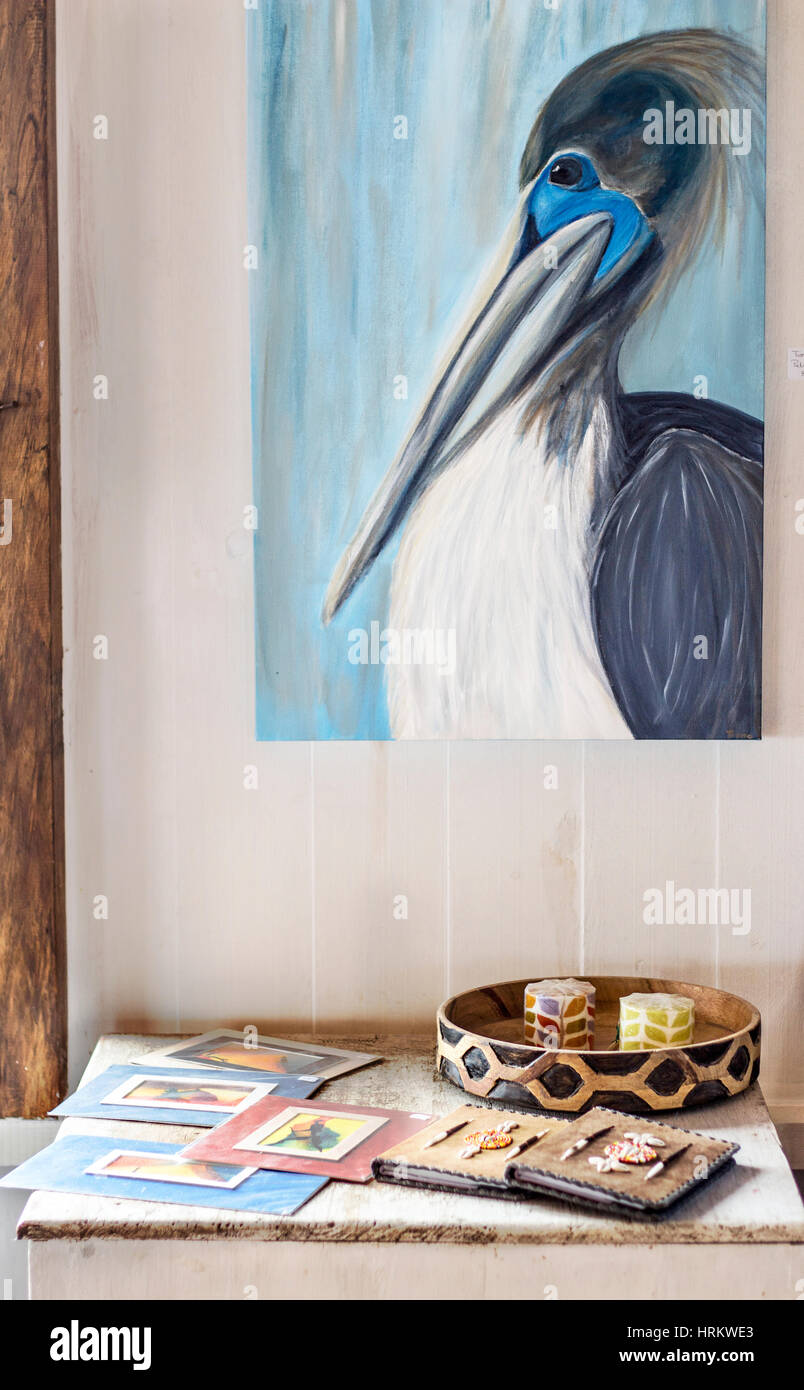 Pelikan-Gemälde an der Wand. Stockfoto