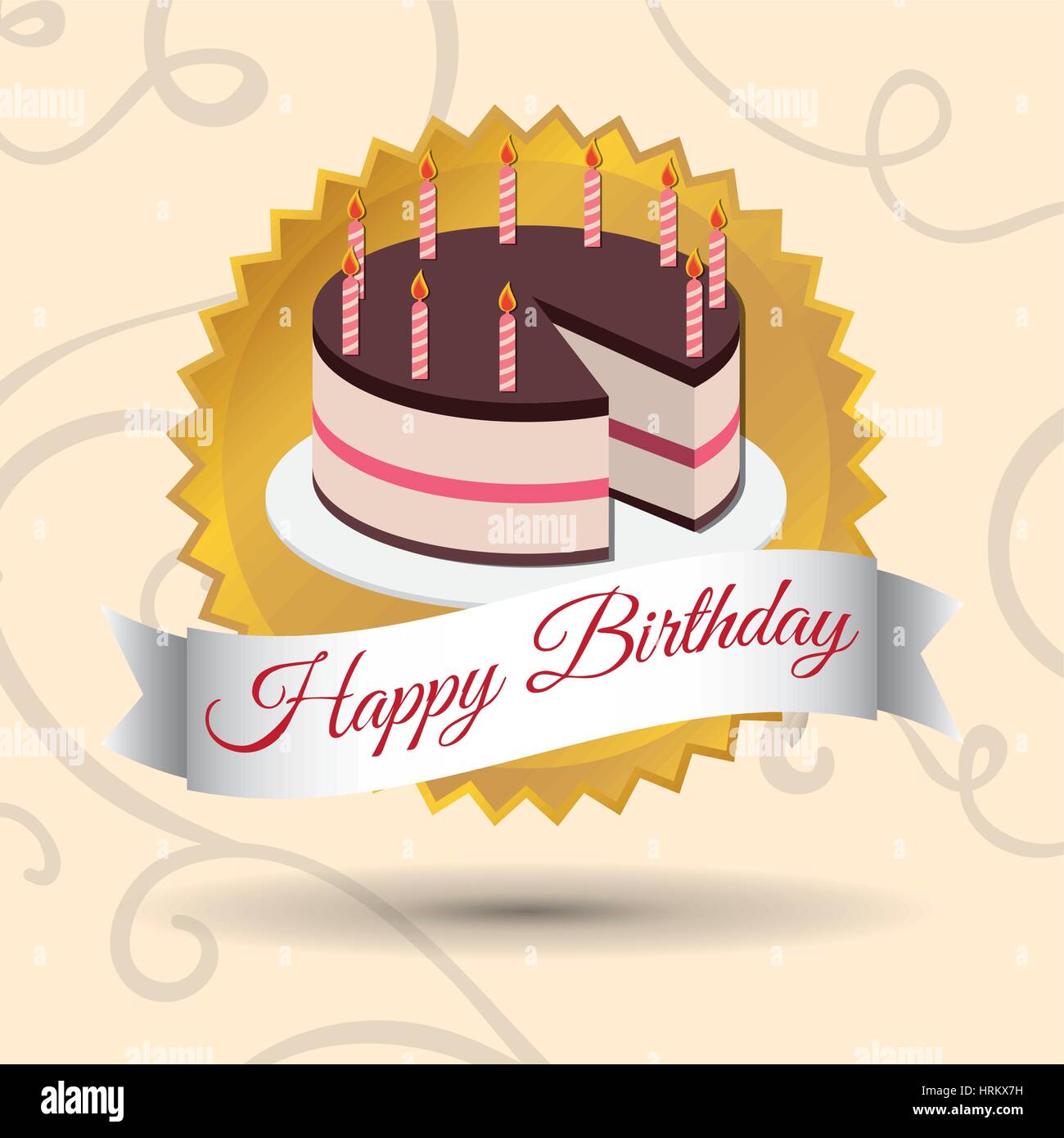 Alles Gute Zum Geburtstag Kuchen Kerzen Stempel Stock Vektorgrafik Alamy