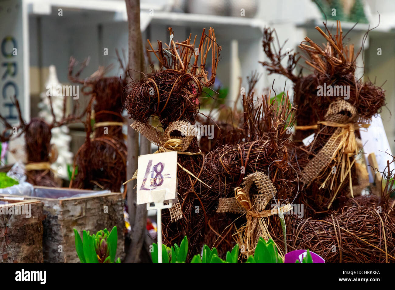 Garten-Ornament auf dem Display an Borough Market in London Stockfoto