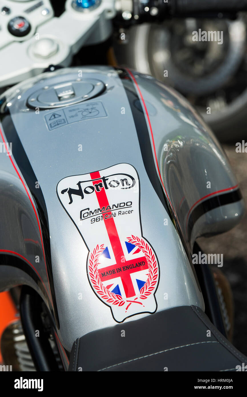 Norton Commando 961 Café Racer MK 2 Motorrad. Klassische britische Motorrad Stockfoto